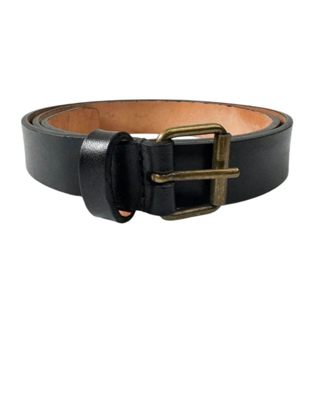 Derek Lam Black Leather Belt Brass Buckle Designer Classic Minimalist Eu Size 44